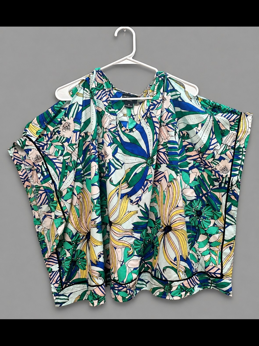 Liz Claiborne Green Blue Floral Cold-Shoulder Tunic